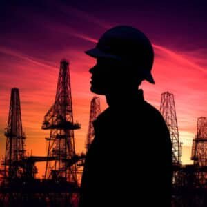 silhouette engineering worker with helmet architecture safety building technology generative ai